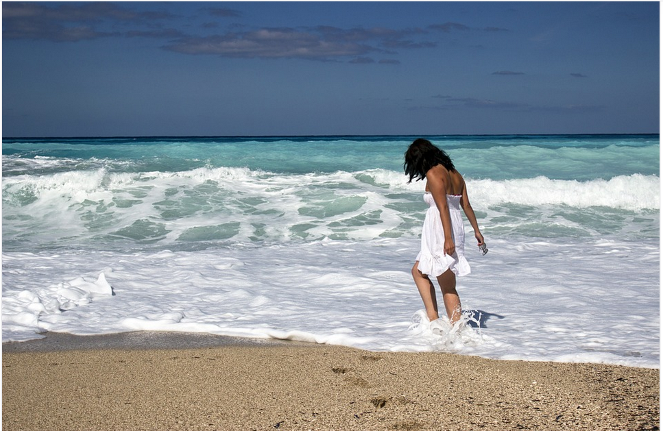 a lady in the beach
